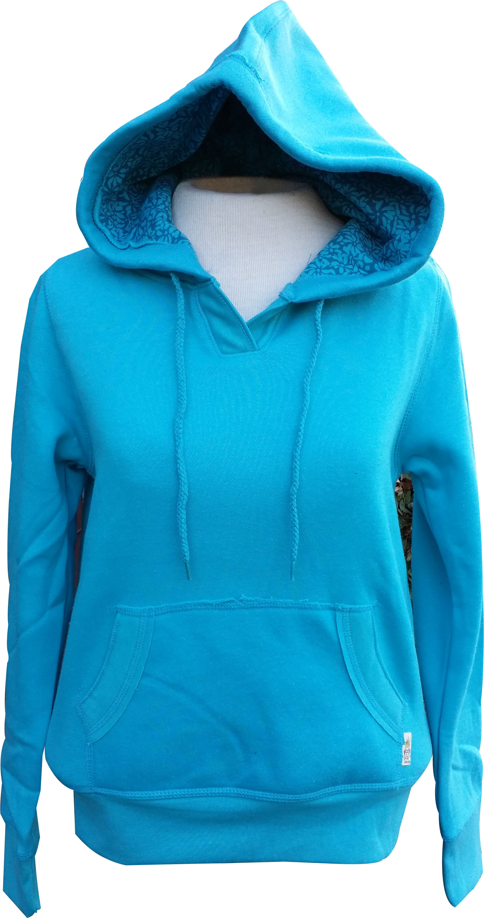 Junior Pullover Sweatshirt With Hibiscus Print Inside Hood - F09 